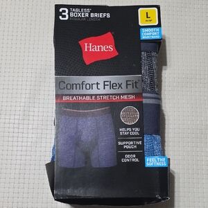 NWT 3 Hanes Men's Comfort Flex Fit Boxer Briefs - Blue and Gray
